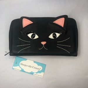 ModCloth Sleepyville Critters black cat wallet